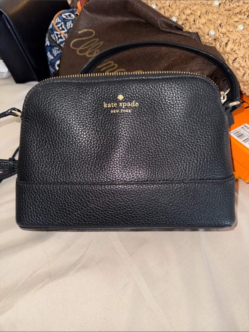 kate spade black pebbled leather crossbody bag